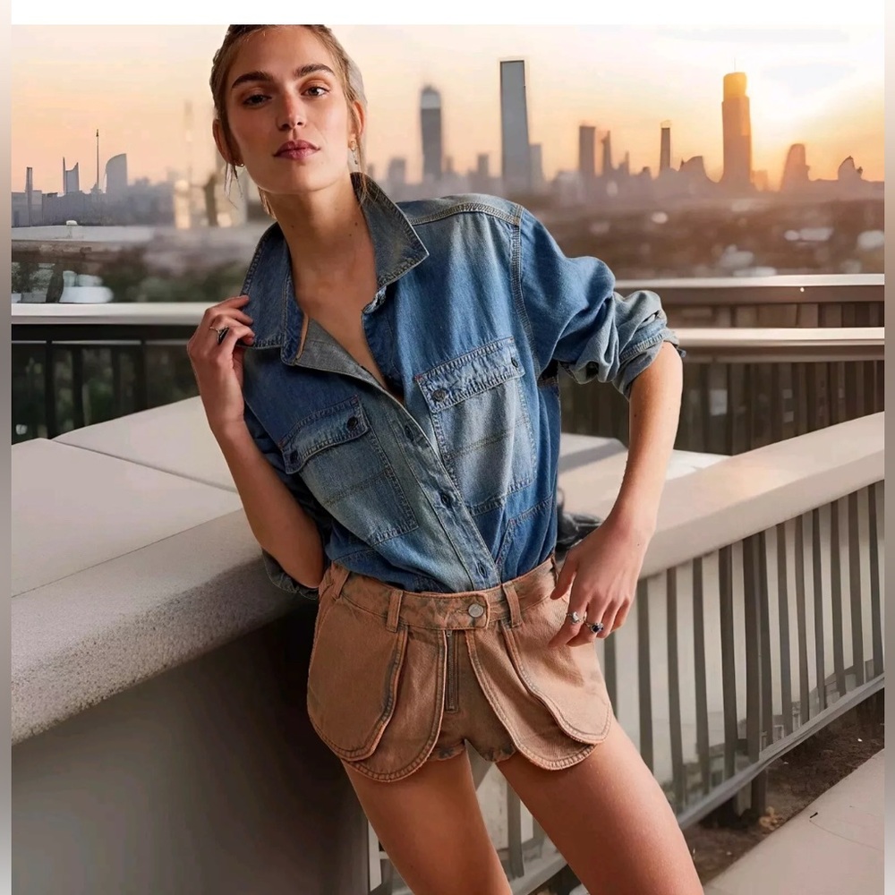NWT Free People We The Free Prince Street High Rise Shorts Breakthrough Denim